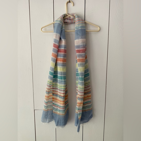 Pistil Shawl Scarf Striped Pastel Rainbow Colors 100% Cotton - Picture 1 of 8